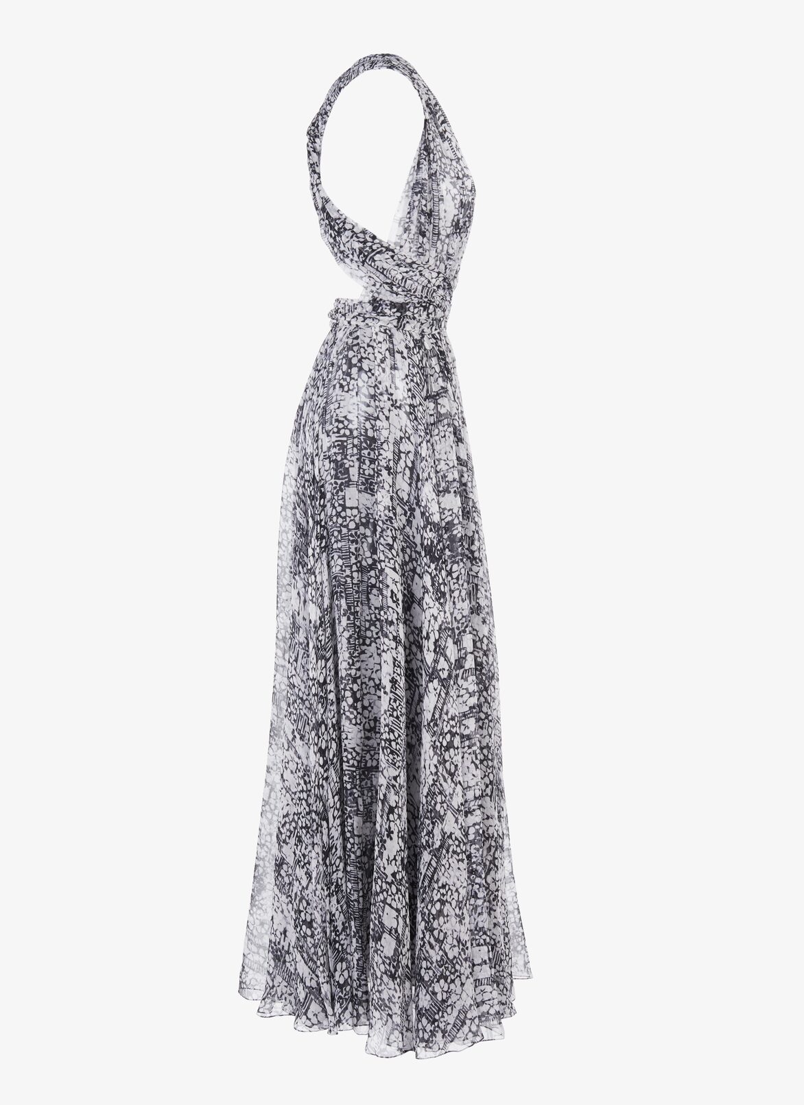 Flowing Silk Chiffon Dress  ALAÏA MULTICOLOR BROWN FLOWING SILK CHIFFON DRESS